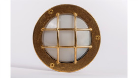 Oprawa Mosiężna Oczko 67, G9, 60W, Klosz Matowy-Szkło, Ip64, Siatka Mosiężna A67