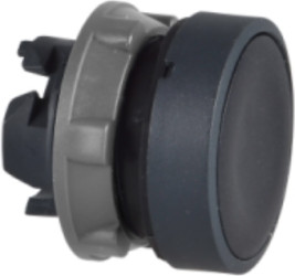 Pushbutton, unlabeled, unlit, latching, waistband round, black, front ring light gray, mounting Ø 22 mm, ZB5AH02C0