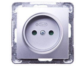 IMPRESJA Gniazdo pojedyncze b/u z przesłonami srebrne GP-1YP/m/18