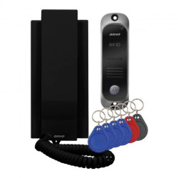 Zestaw domofonowy jednorodzinny z interkomem i czytnikiem breloków zbliżeniowych, czarny AVIOR,OR-DOM-JA-928/B