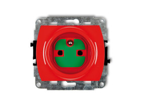 TREND Gniazdo pojedyncze z uziemieniem DATA z kluczem czerwony GZK KARLIK
