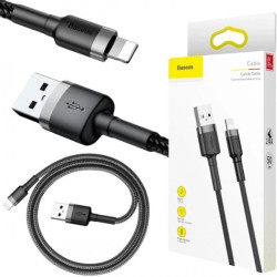 KABEL USB-A - Lightning / iPhone Baseus Cafule CALKLF-AG1 50cm Apple 2.4A CZARNO-SZARY W OPLOCIE