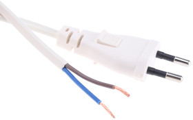 Przewód zasilania, złącze A: Bez zakończenia złącze B: EuroPlug typu C 2m 2,5 A 250 V Biały