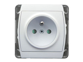 GAZELA Gniazdo pojedyncze z uziemieniem z przesłonami biały GP-1JZP/m/00 OSPEL