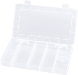Box, with 7 compartments, transparent, (L x W x D) 194 x 118 x 26 mm, BYB-7-30L0040