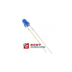 Dioda LED 3mm niebieska matowa Uf-3,3V If-20mA kąt-60°jasn.400 dł.F-465
