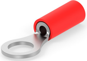 Insulated ring cable lug, 0.25-1.6 mm², AWG 22 to 16, 5.2 mm, M5, red, 130005