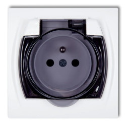 LOGO Gniazdo bryzgoszczelne z/u (klapka dymna) biały LGPB-1zdp