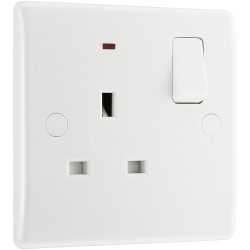 BG 825 White Nexus Moulded Single Switched 13A Power Socket - Power Indicator