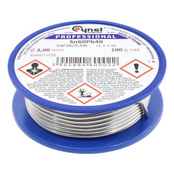 Cyna lutownicza z topnikiem SW26 - 2mm - spoiwo Sn60Pb40 Cynel 100g
