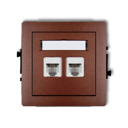DECO Gniazda telefoniczne podwójne 2xRJ11, 4-stykowy, beznarzędziowe brązowy metalik 9DGT-2