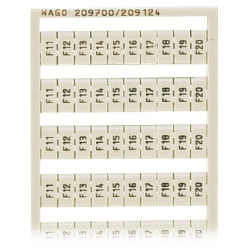 WAGO 209-700/209-124 WSB Quick Marker Vert. (F11-F20) 10ea for 281-5XX White