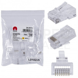 Wtyk modularny RJ45 8P8C kat.6 nieekranowany UTP uniwersalny drut linka przelotowy NEKU opakowanie WORECZEK 10szt.