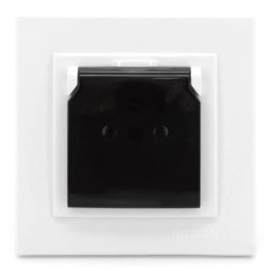 Gniazdo pojedyncze z klapką IP20, Alegra kolor biały, 25111023