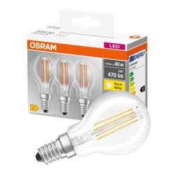 3PAK Żarówka LED E14 P45 4W = 40W 470lm 2700K Ciepła 320 Filament OSRAM