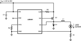 Hysteretic PFET controller for high power LED Drive