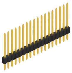 Pin header, 18 pole, pitch 1.27 mm, straight, black, 10060155