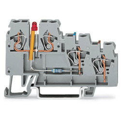 WAGO 270-560/281-434 Sensor &#x2B;ve LED 3-Cndtr. Terminal Block Grey AWG28-12