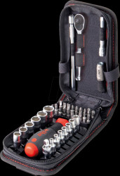 44684 Socket spanner set, belt pouch, 1/4", bit-set, 40 pieces