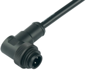 Sensor actuator cable, cable plug, angled to open end, 6 pole + PE, 2 m, PVC, black, 8 A, 79 0237 20 07