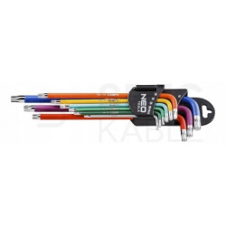 Zestaw kluczy Torx T10-T50 wielokolorowe 9szt w czarnym etui NEO 09-518