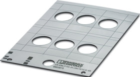 PVC device marker, (L x W) 44 x 30 mm, silver, carrier card with 6 pcs, 0803875