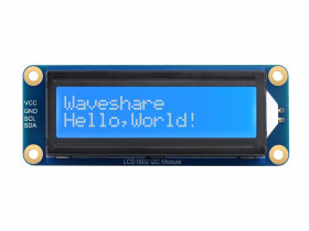 Waveshare LCD1602 I2C Module, White color with blue background, 16x2 characters LCD, 3.3V/5V