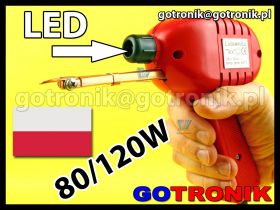 Lutownica transformatorowa 80W/120W LED produkcji TEX z przełącznikiem mocy