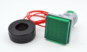 Woltomierz, amperomierz, częstotliwość LED, zielony