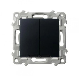 SZAFIR Łącznik schodowy + jednobiegunowy z podświetleniem niebieskim czarny metalik ŁP-9ZS/m/33