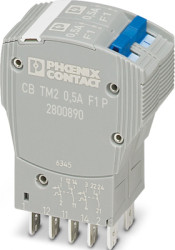Circuit breaker, thermal-magnetic, 2 pole, 0.5 A, 80 V (DC), faston plug, IP30, 2800890