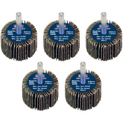 Sealey FW4030605 40 x 30mm Abrasive Flap Wheel on 6mm Shaft 60Grit - Pack of 5