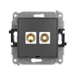 ICON Mechanizm gniazda głośnikowego poj. bez opisu (banan czerwony i czarny, pozłacany, 4 mm2 skręcany) grafitowy mat 28IGGBO-4