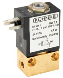 3/2-way NC poppet valve, 0-8 bar, 12 V, 1.8 W, 64.011 12V DC