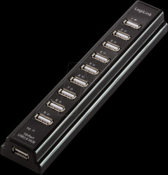 UA0096 LogiLink USB 2.0 hub, 10-port with power supply unit, black