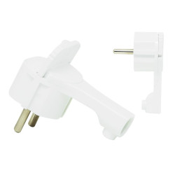 Wtyczka sieciowa WT-16UP kątowa płaska biała / 2294