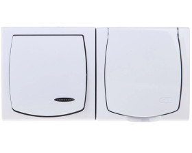 MADERA Łącznik hermetyczny pojedynczy z podświetleniem + gniazdo hermetyczne pojedyncze z/u z klapką biały ZH-NŁ1SG/00/w