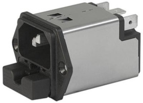 IEC plug C14, 50 to 60 Hz, 1 A, 250 VAC, 1.6 W, 11 mH, faston plug 6.3 mm, 5220.0123.3