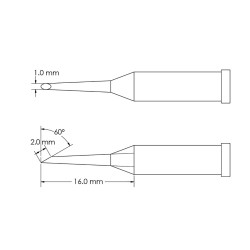 Grot lutowniczy ołówkowy Metcal do Lutownica Kopytko 1.0 x 16 mm GT4