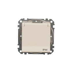 Gniazdo zasilające schuko z przesłonami torów prądowych IP44, beżowy, Sedna Design i Elements SDD212023