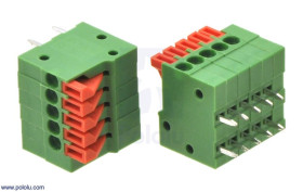 Pololu Screwless Terminal Block: 5-Pin, 0.1″ Pitch, Side Entry (2-Pack)