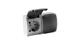 Gniazdo Podwójne Schuko Natynkowe Ip44 Popiel/Grafit 182-08 Dv 8394