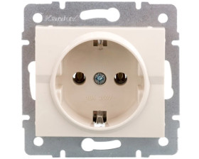 LOGI Gniazdo pojedyncze 2P+Z Schuko śrubowe16A 250V Kremowy 25145