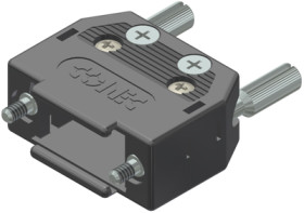 D-Sub connector housing, size: 1 (DE), straight 180°, cable Ø 8.5 mm, PA, black, 165X10139XE