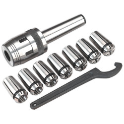 Sealey SM2502MCS Mill Chuck Set Mt3-m12 &#xD8;4-16mm