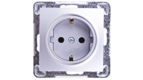 Impresja Gniazdo Pojedyncze Z/U Schuko Srebrne Gp-1Ys/M/18