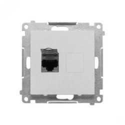 Simon 55 Gniazdo komputerowe pojedyncze RJ45 kategoria 6, z przesłoną przeciwkurzową (moduł) Aluminium mat T61.01/143