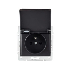 LOGI Gniazdo hermetyczne z klapką 2P+Z IP44 śrubowe 16A 250V Czarny mat 33607