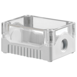 Evatron DE02S-A-TG-0 IP67 ABS Enclosure 2xM20 Grey Base Clear Top 106x80x53mm