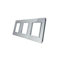 Livolo POTRÓJNA SREBRNA METALIZOWANA RAMKA SZKLANA 222 x 80mm GPF-3-64